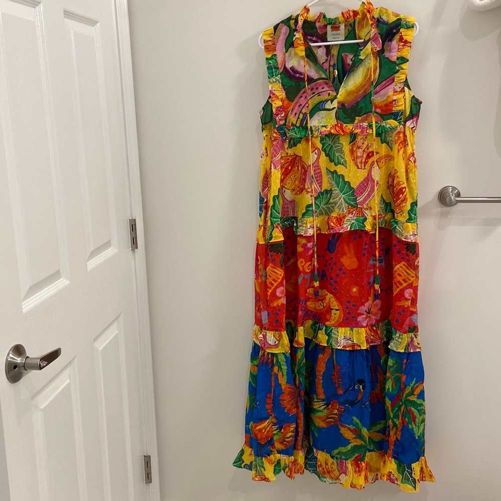Farm Rio 298477 Mixed Prints Tiered Maxi Dress size XS